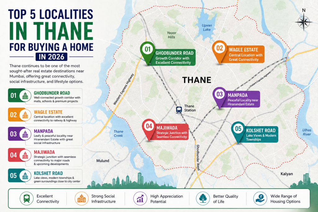 Top 5 Localities in Thane for Buying a Home in 2026 map